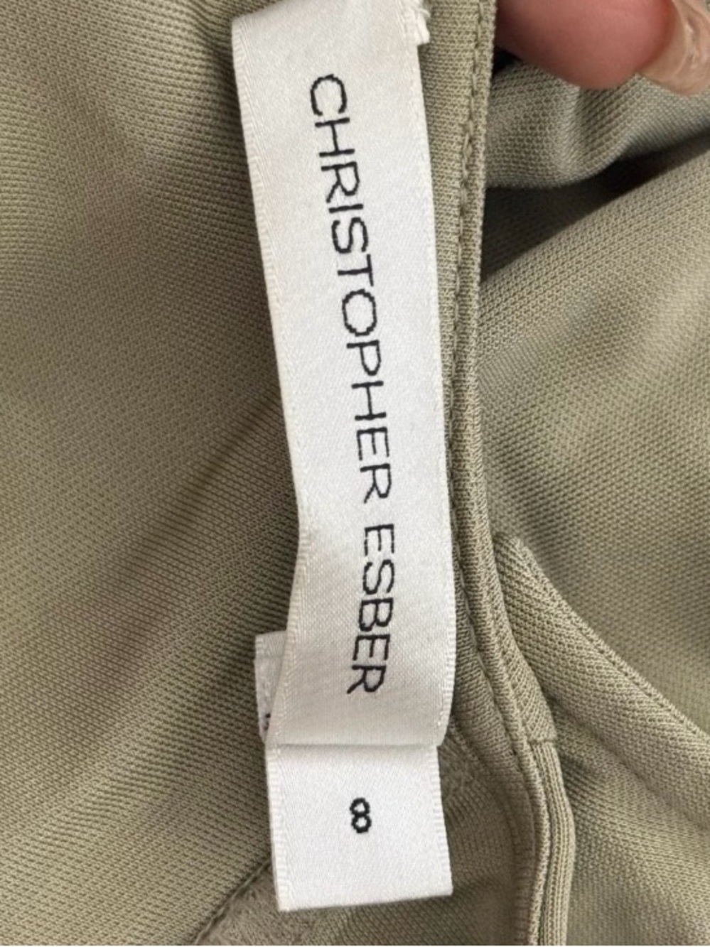 New Christopher Esber Duo Bezel Quartz Jersey Maxi Dress In Sage Green - Picture 15 of 16
